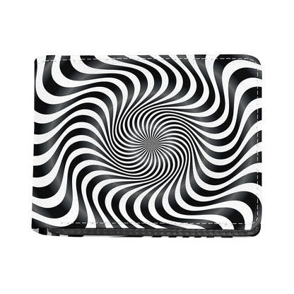 Black And White Illusory Motion Print Bifold Wallet