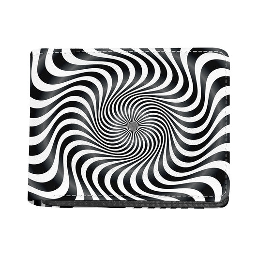 Black And White Illusory Motion Print Bifold Wallet