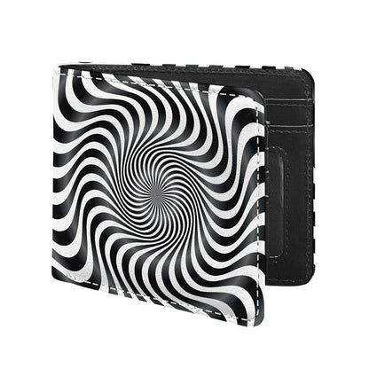 Black And White Illusory Motion Print Bifold Wallet