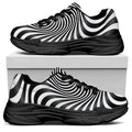 Black And White Illusory Motion Print Black Chunky Shoes