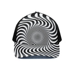 Black And White Illusory Motion Print Black Mesh Trucker Cap