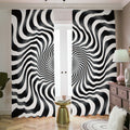 Black And White Illusory Motion Print Dimout Pencil Pleat Curtains