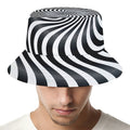 Black And White Illusory Motion Print Bucket Hat