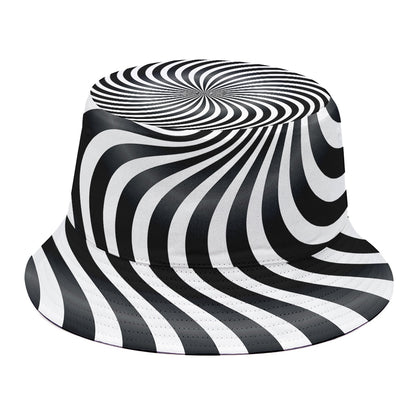 Black And White Illusory Motion Print Bucket Hat