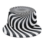 Black And White Illusory Motion Print Bucket Hat