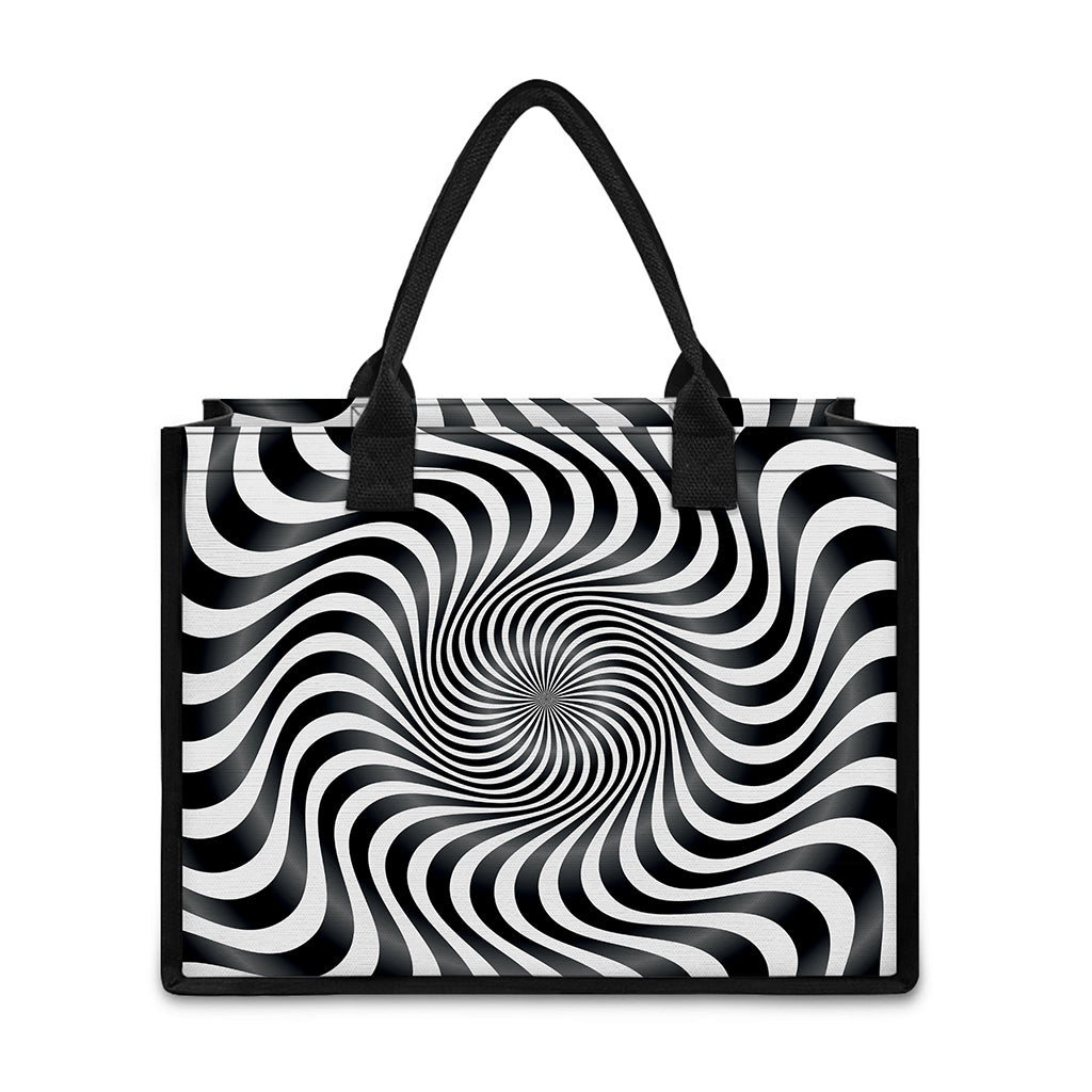 Black And White Illusory Motion Print Canvas Tote Bag