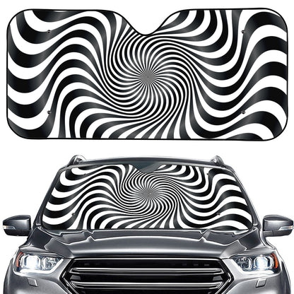Black And White Illusory Motion Print Car Windshield Sun Shade