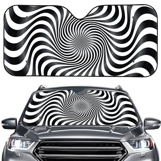 Black And White Illusory Motion Print Car Windshield Sun Shade