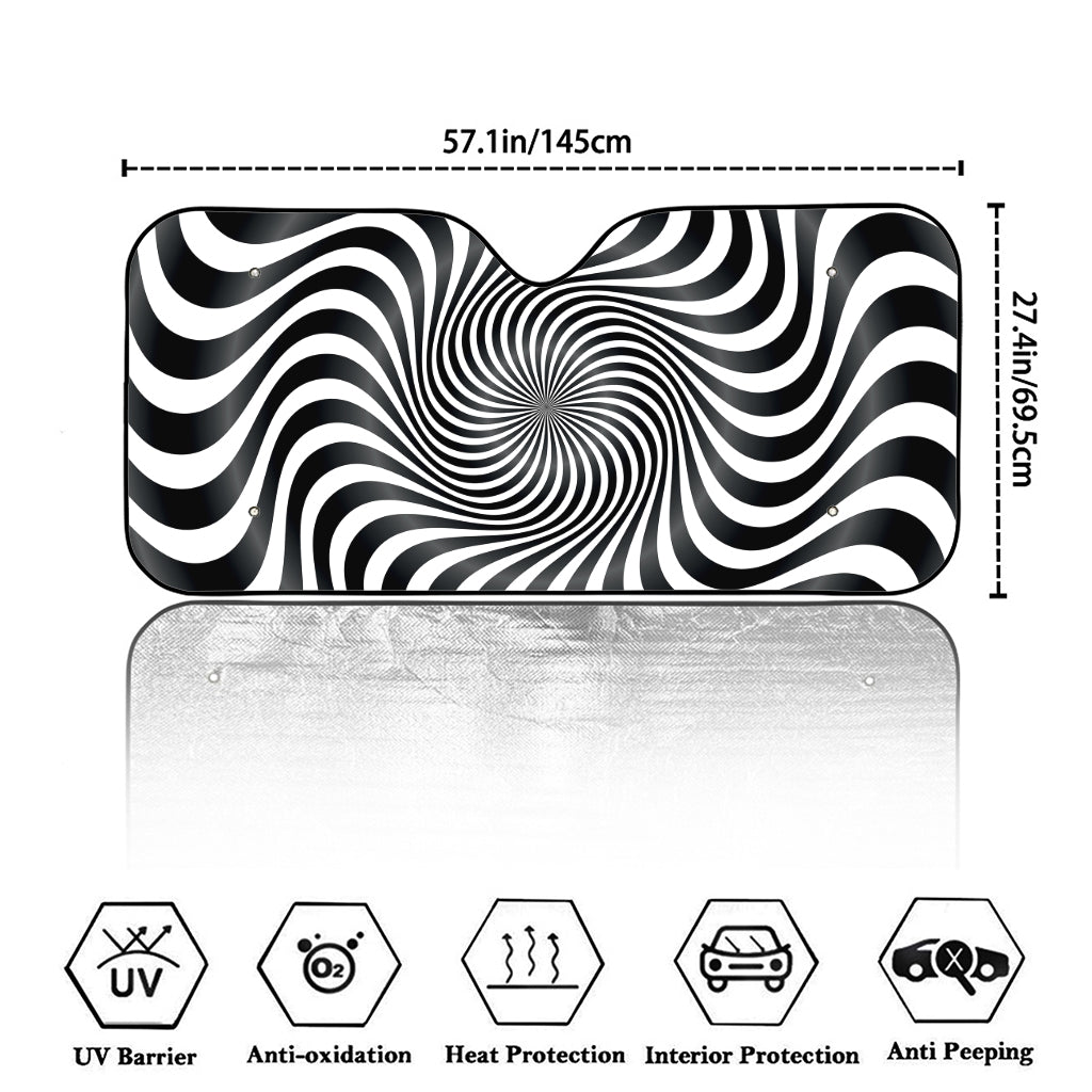 Black And White Illusory Motion Print Car Windshield Sun Shade