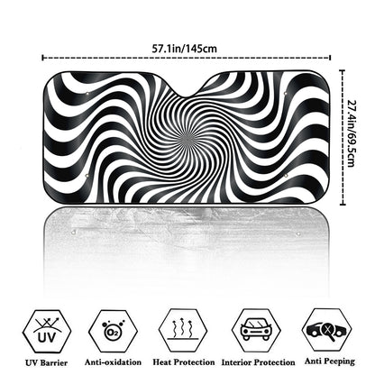 Black And White Illusory Motion Print Car Windshield Sun Shade
