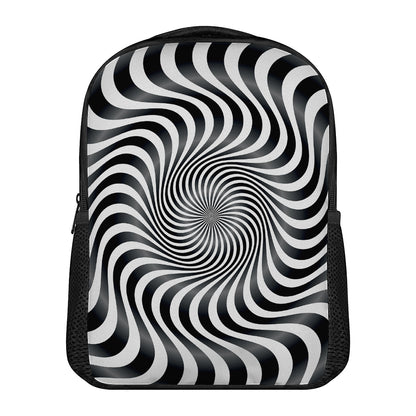 Black And White Illusory Motion Print Casual Backpack