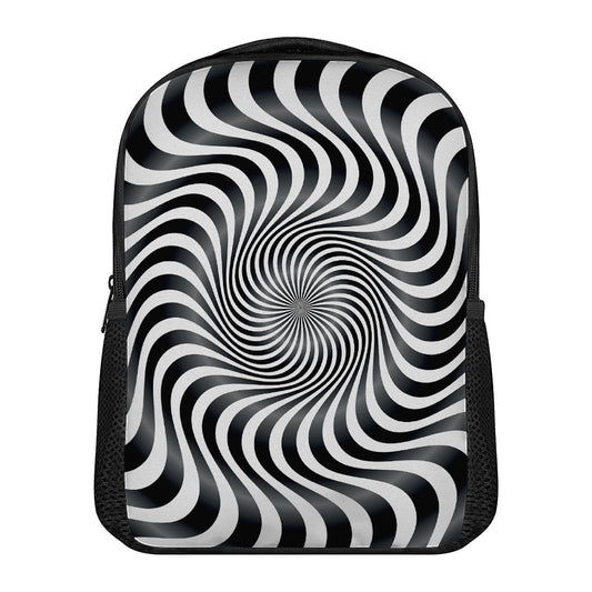 Black And White Illusory Motion Print Casual Backpack