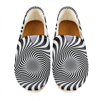 Black And White Illusory Motion Print Casual Shoes