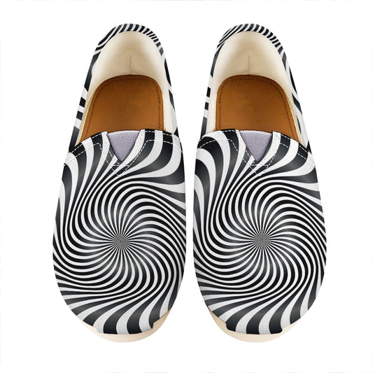 Black And White Illusory Motion Print Casual Shoes