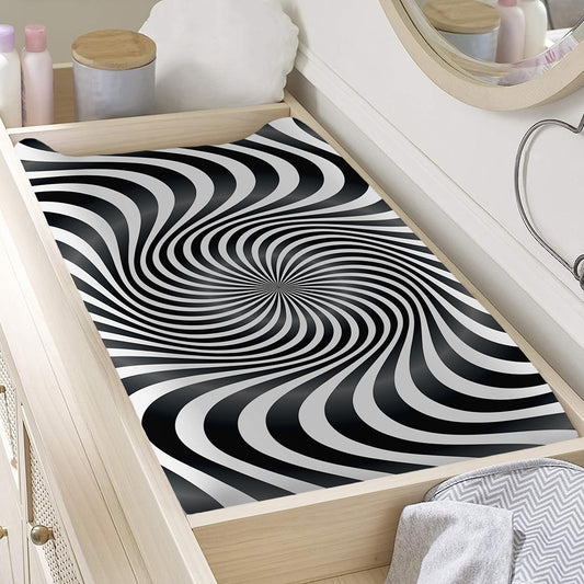 Black And White Illusory Motion Print Changing Pad Cover