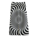 Black And White Illusory Motion Print Cotton Front Slit Maxi Skirt