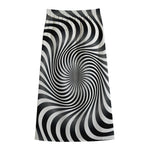 Black And White Illusory Motion Print Cotton Front Slit Maxi Skirt