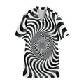Black And White Illusory Motion Print Cotton Hawaiian Shirt