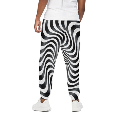 Black And White Illusory Motion Print Cotton Pants