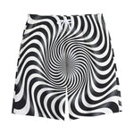 Black And White Illusory Motion Print Cotton Shorts