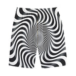 Black And White Illusory Motion Print Cotton Shorts