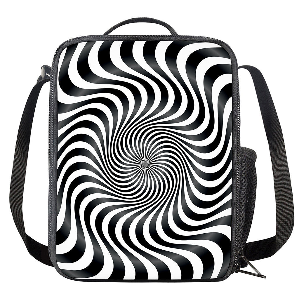 Black And White Illusory Motion Print Crossbody Lunch Bag
