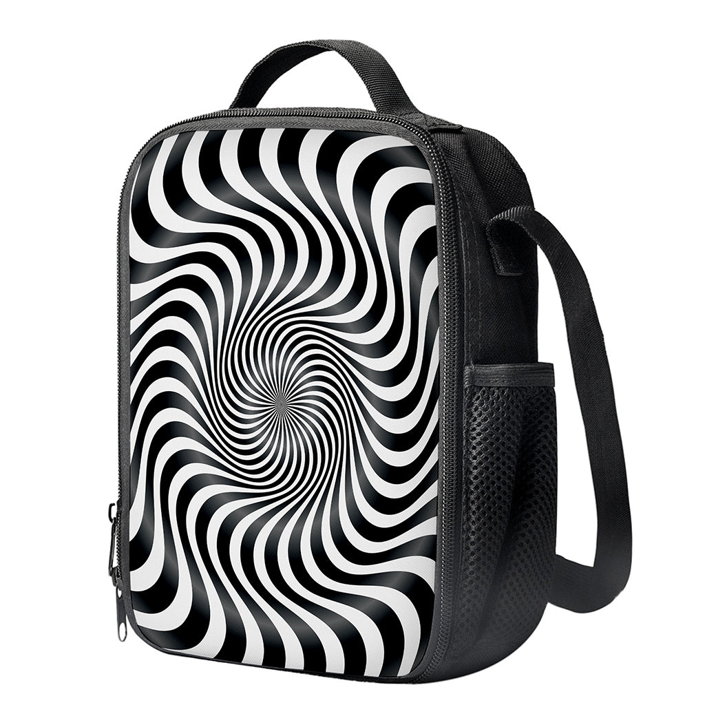 Black And White Illusory Motion Print Crossbody Lunch Bag