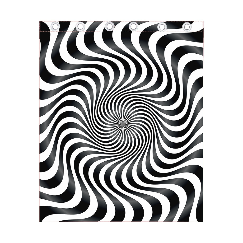 Black And White Illusory Motion Print Curtain