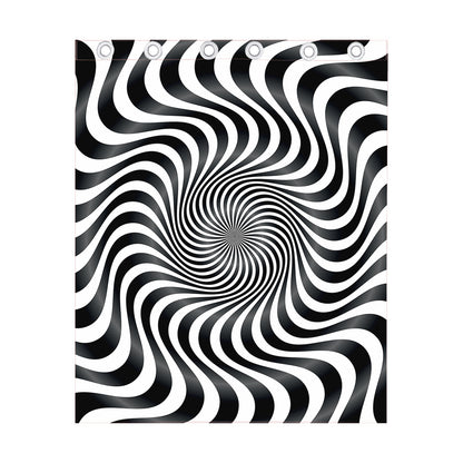 Black And White Illusory Motion Print Curtain