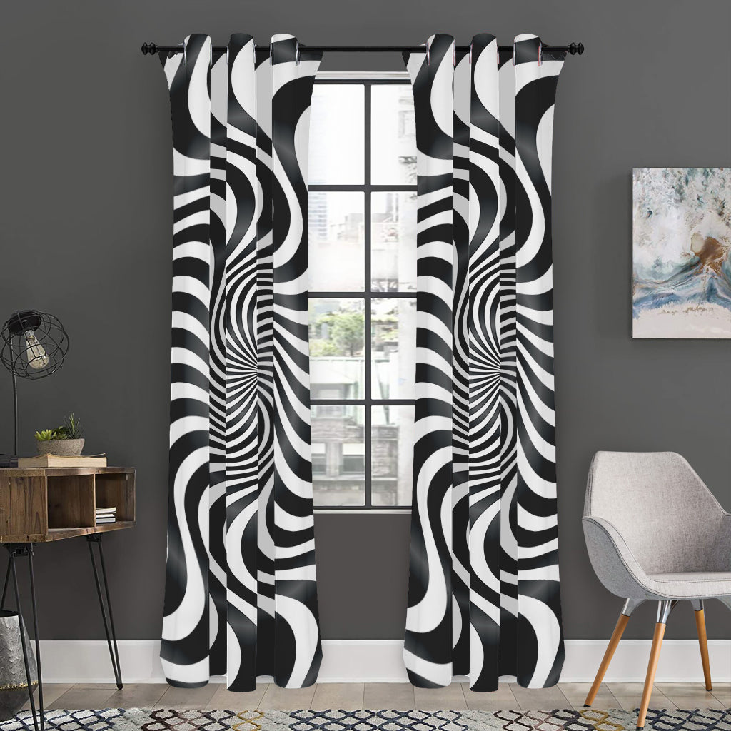 Black And White Illusory Motion Print Curtain