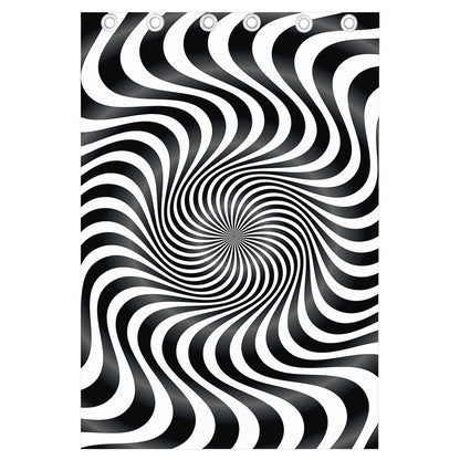 Black And White Illusory Motion Print Curtain