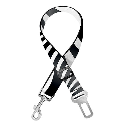 Black And White Illusory Motion Print Dog Seat Belt