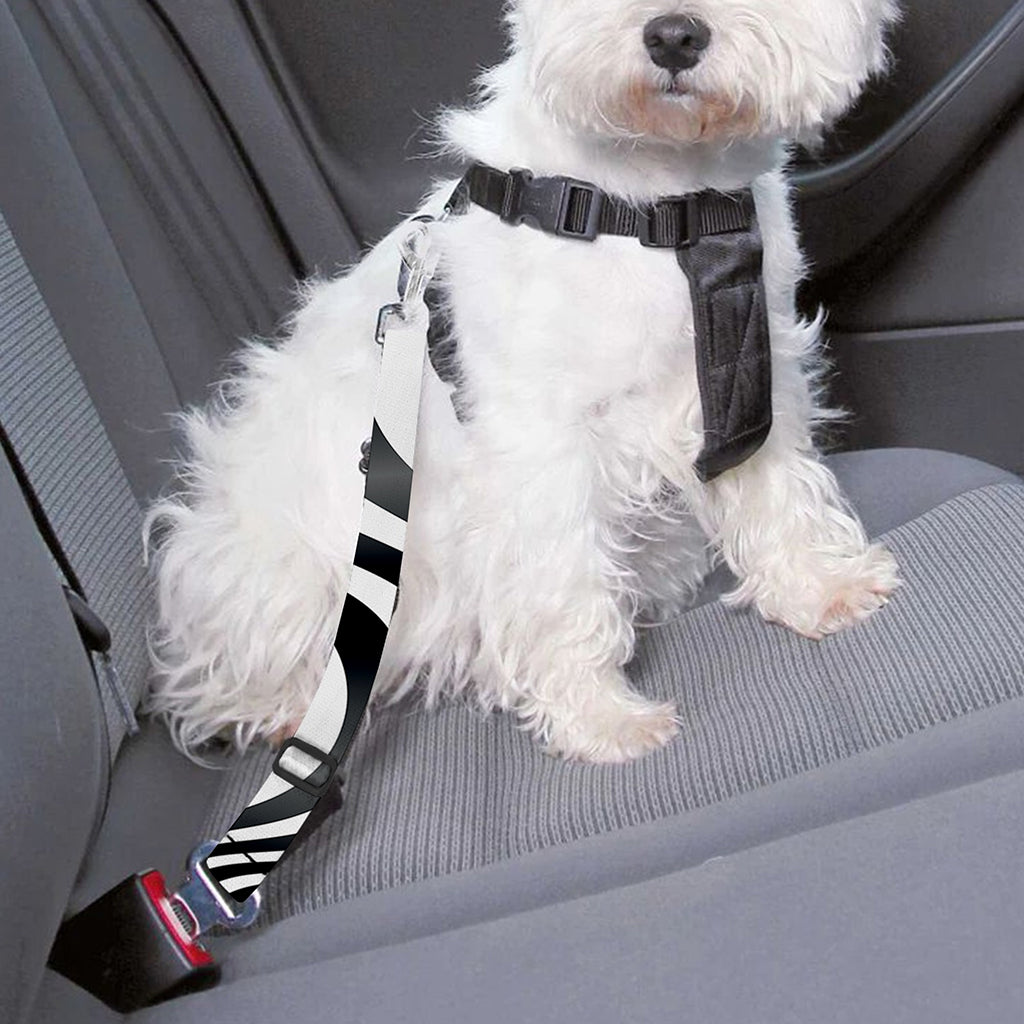 Black And White Illusory Motion Print Dog Seat Belt