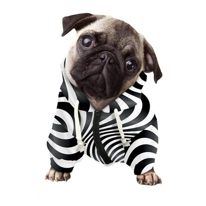 Black And White Illusory Motion Print Dog Zip Up Hoodie