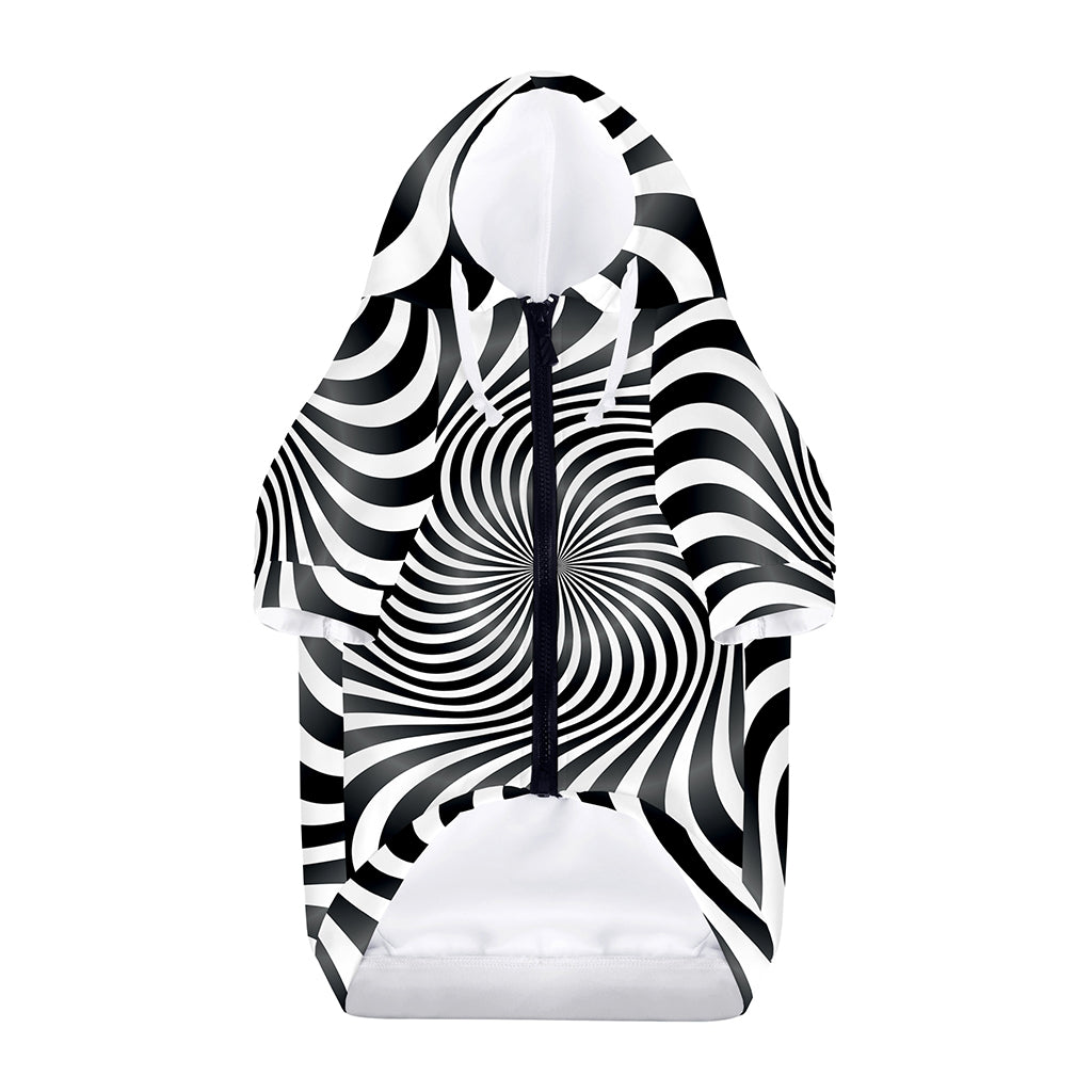 Black And White Illusory Motion Print Dog Zip Up Hoodie