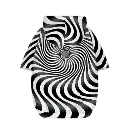 Black And White Illusory Motion Print Dog Zip Up Hoodie
