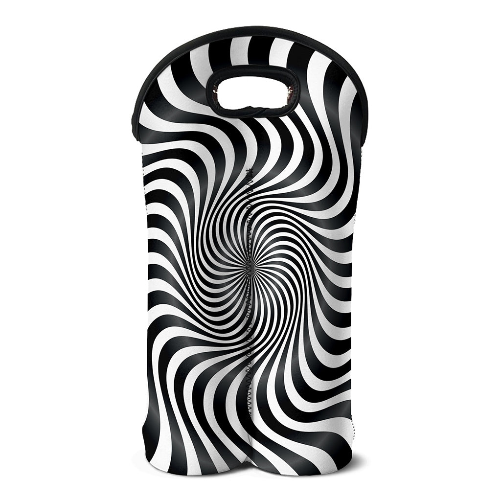 Black And White Illusory Motion Print Double Neoprene Wine Tote
