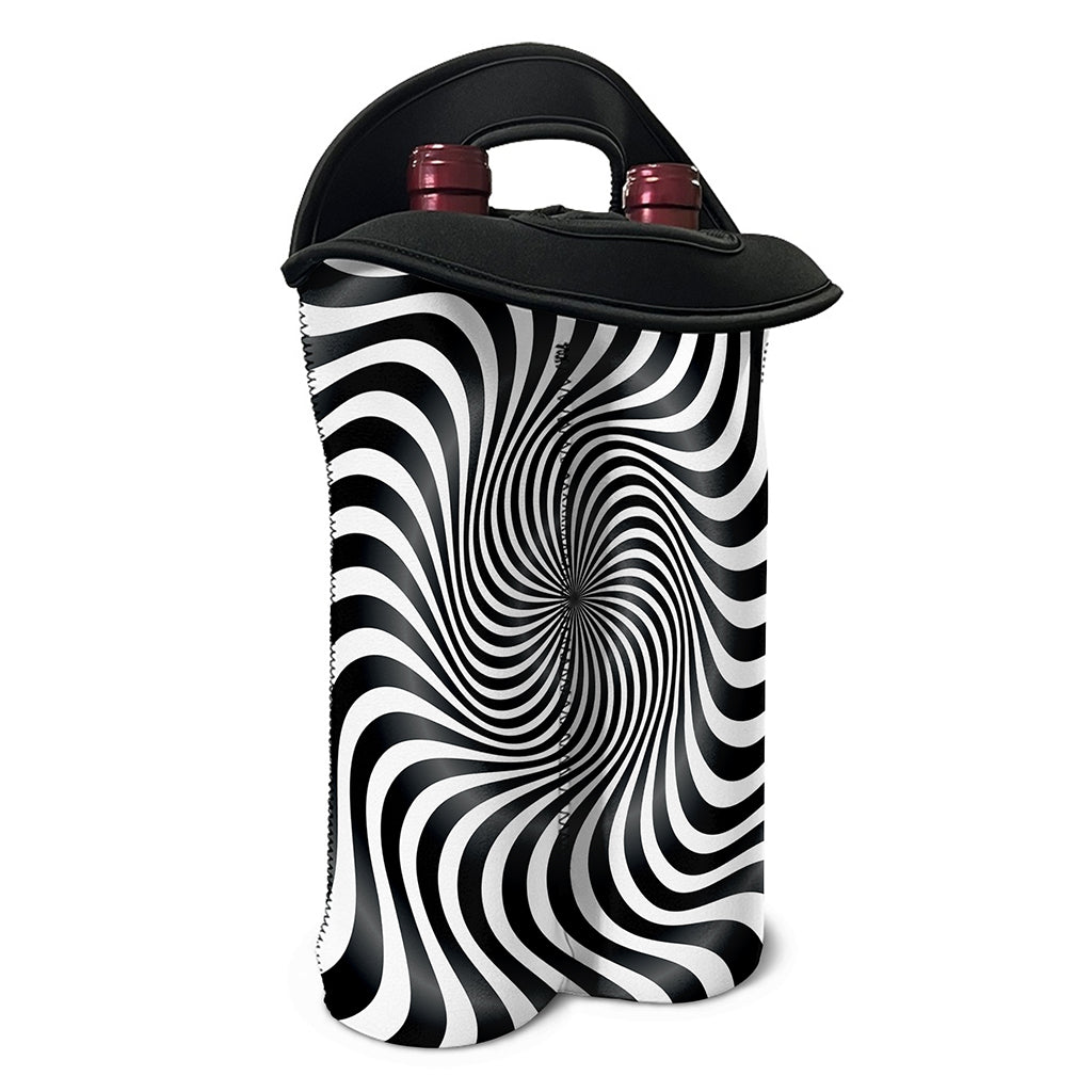 Black And White Illusory Motion Print Double Neoprene Wine Tote