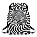 Black And White Illusory Motion Print Drawstring Backpack