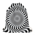 Black And White Illusory Motion Print Drawstring Bag