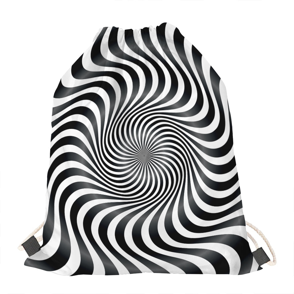Black And White Illusory Motion Print Drawstring Bag