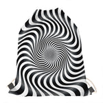 Black And White Illusory Motion Print Drawstring Bag