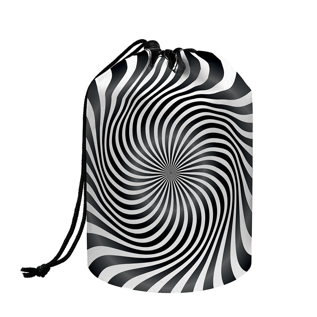 Black And White Illusory Motion Print Drawstring Makeup Bag
