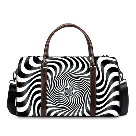 Black And White Illusory Motion Print Duffle Bag