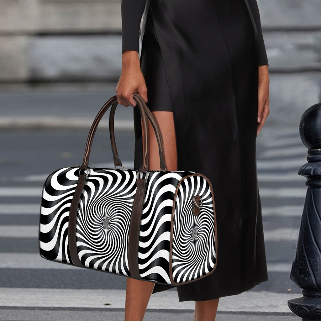 Black And White Illusory Motion Print Duffle Bag