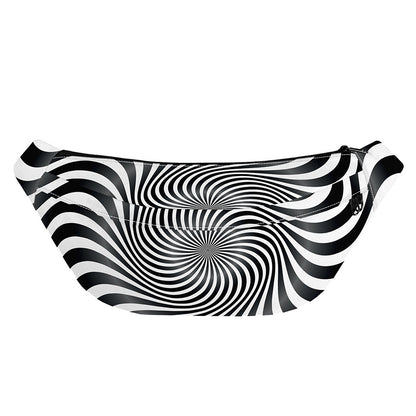 Black And White Illusory Motion Print Fanny Pack
