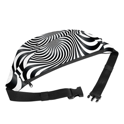 Black And White Illusory Motion Print Fanny Pack