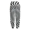Black And White Illusory Motion Print Fleece Lined Knit Pants