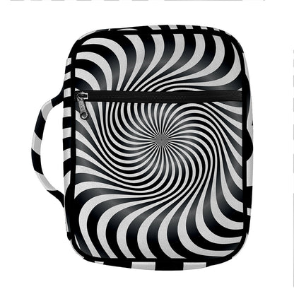 Black And White Illusory Motion Print Front Pocket Bible Bag