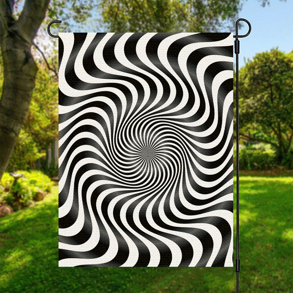 Black And White Illusory Motion Print Garden Flag